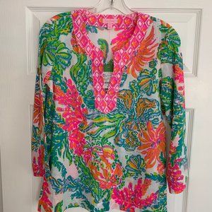NWT Lilly Pulitzer Amelia Island Tunic Top in Casa Marina Cotton